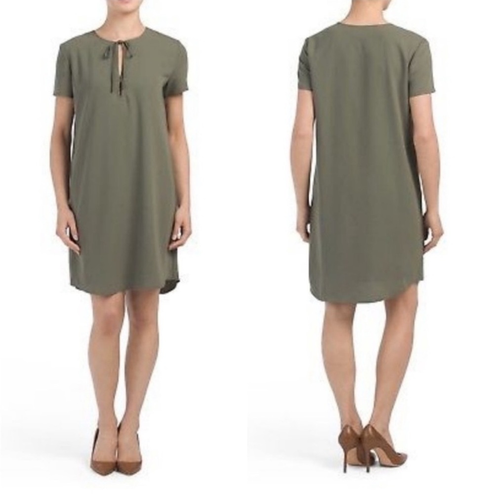 Theory Antazie Drapey Crepe Dress Deep Military Green Size 4